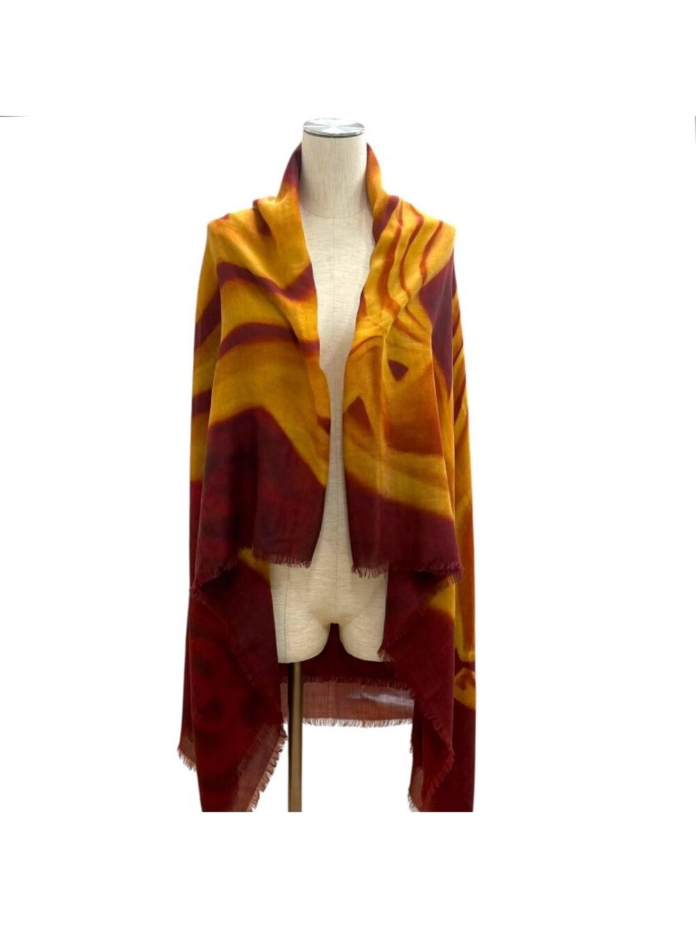 Chanel Cashmere 100% 136 184 Logo Horse Print Large Shawl Scarf Bordeaux